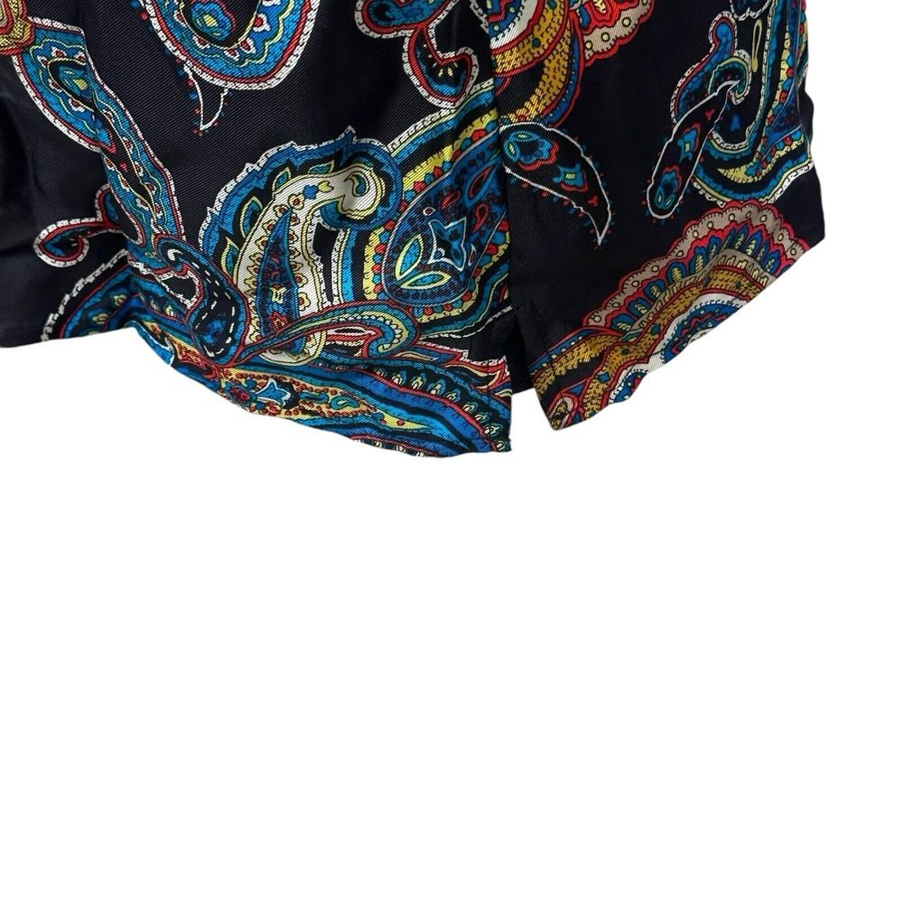 J.Crew 100% Silk Women's Size 6 Twill Top In Bold Paisley Print Black NWT - Picture 5 of 13